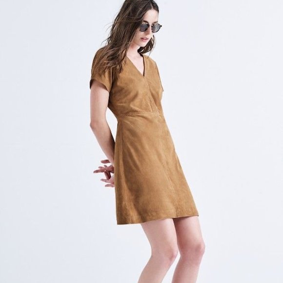 Madewell Suede Leather Shift Dress - Picture 1 of 6